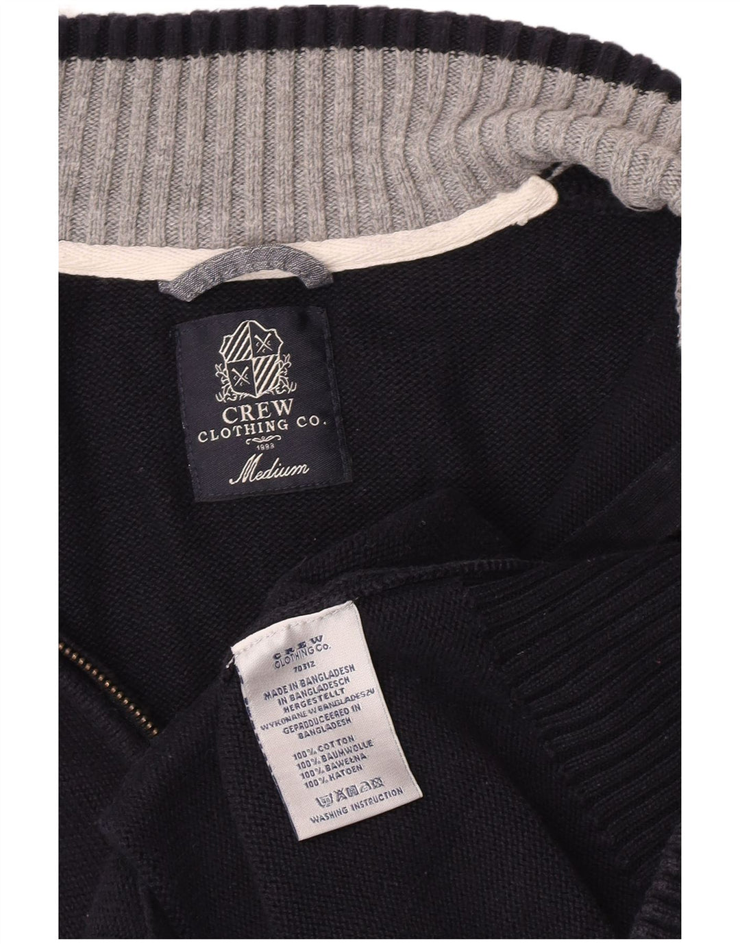 Crew Clothing Suéter tipo cárdigan para hombre Algodón azul marino mediano