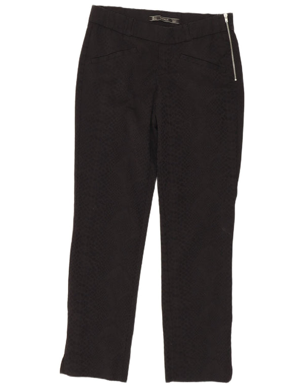 Zara Mujer Pantalones Casuales Slim Small W26 L27 Negro Animal Print Algodón