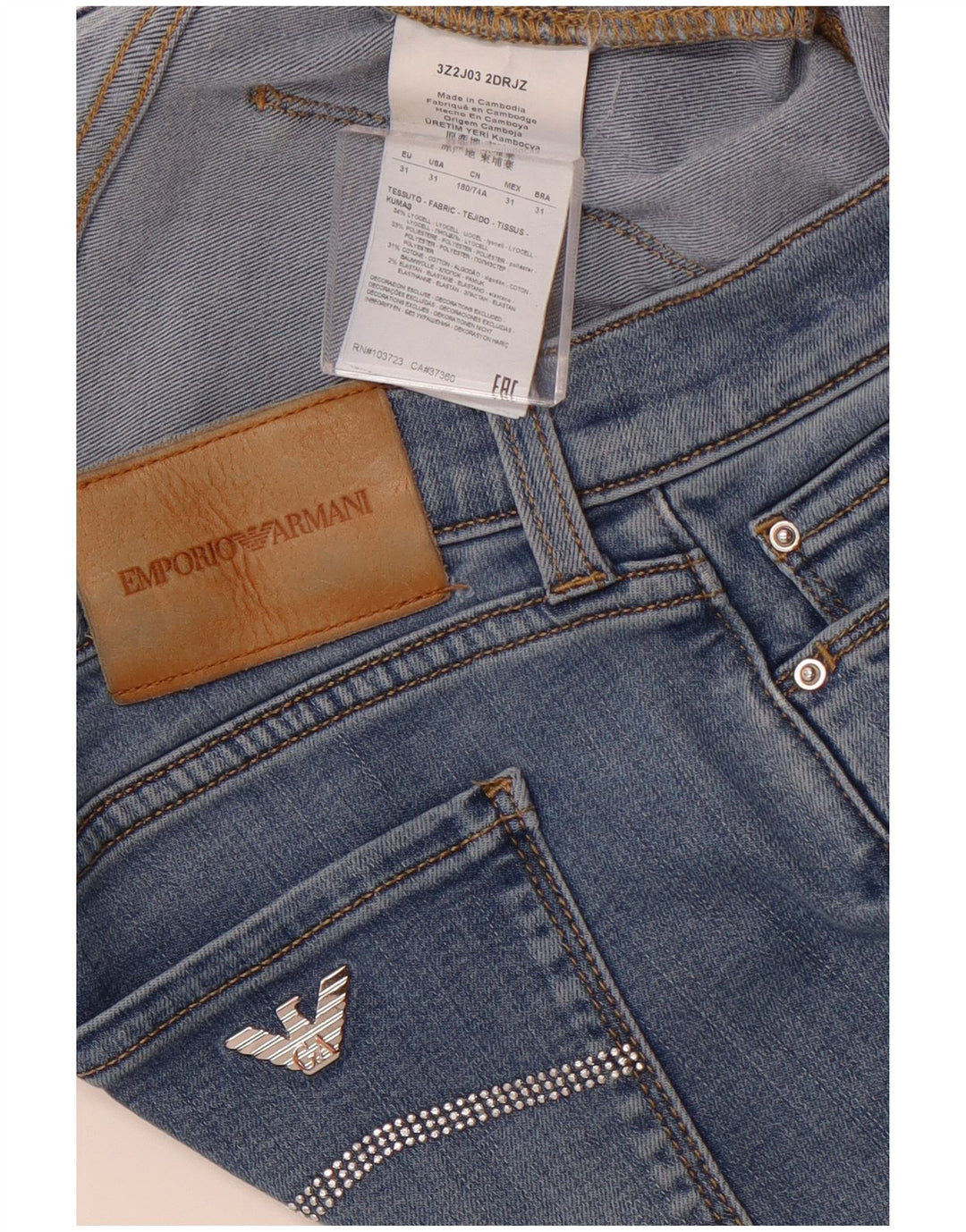 EMPORIO ARMANI Vaqueros Cropped Mujer W31 L25 Lyocell Azul