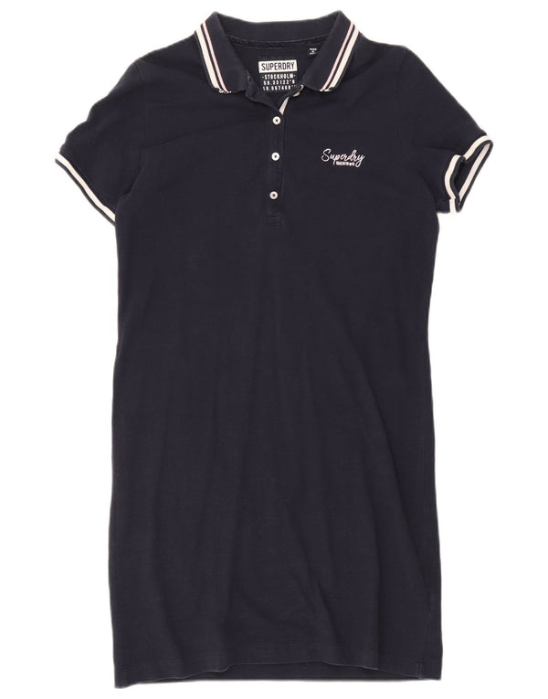 Superdry Vestido Polo para Mujer UK 40 Mediano Azul Marino Algodón