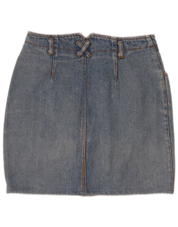 Vintage mujer mini falda de mezclilla W26 pequeño azul