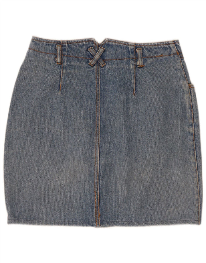 Vintage mujer mini falda de mezclilla W26 pequeño azul