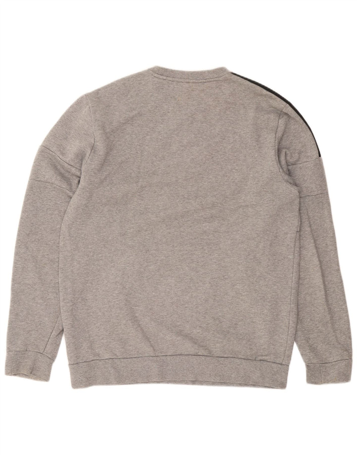 Adidas Hombre Sudadera Jumper Grande Gris Moteado Algodón