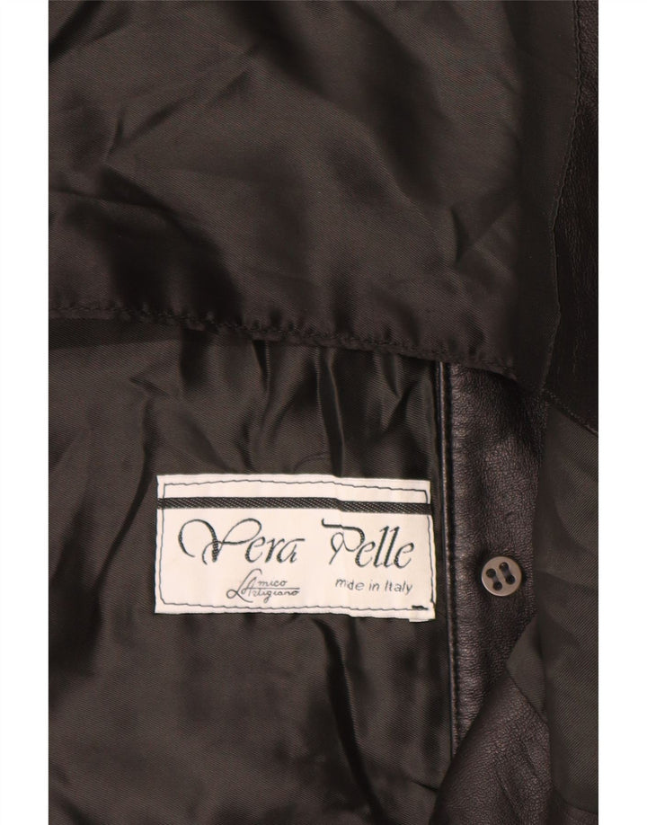 Chaleco de cuero vintage para hombre cuero negro grande