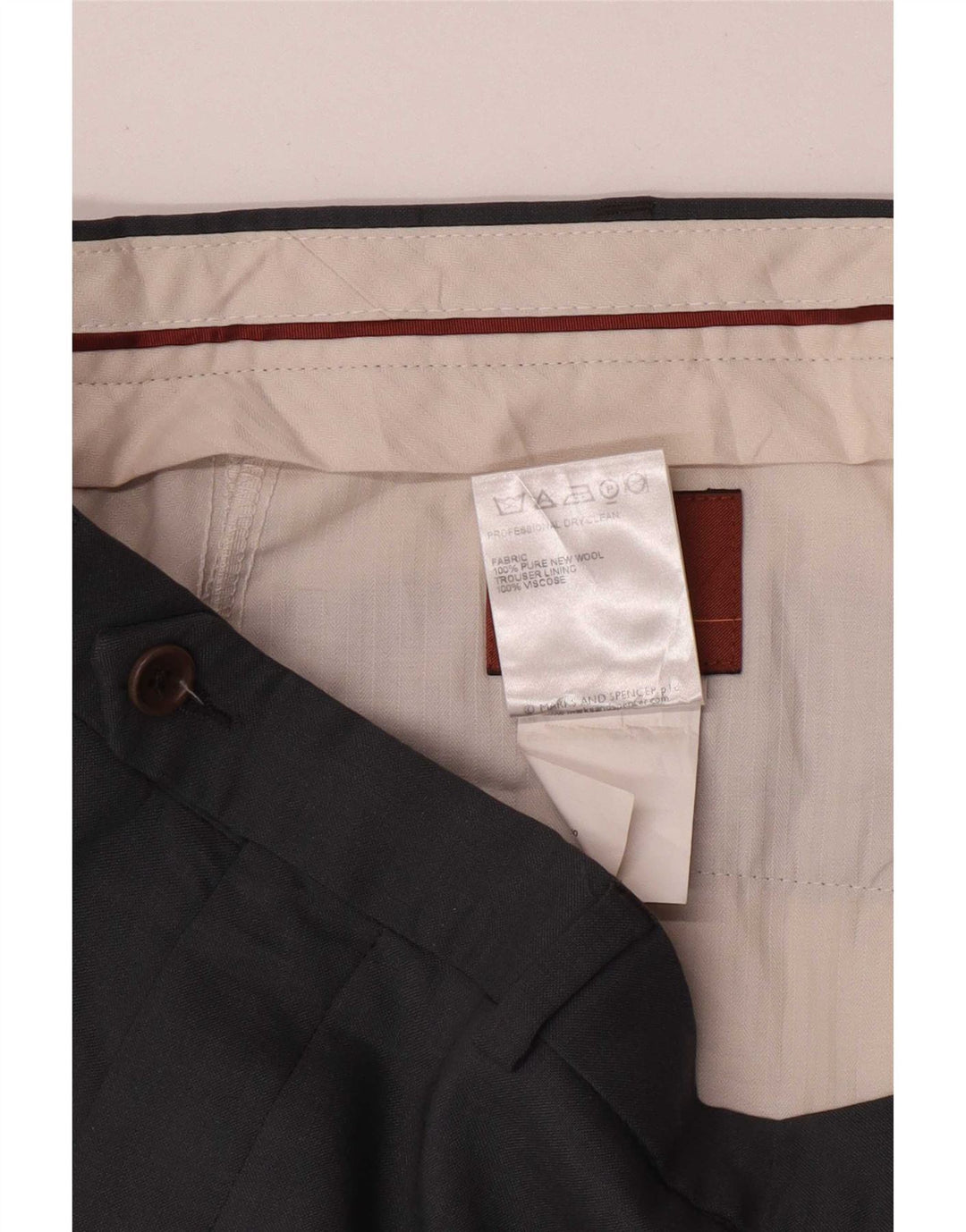 Marks & Spencer Pantalón de traje recto para hombre W36 L29 Gris Lana nueva