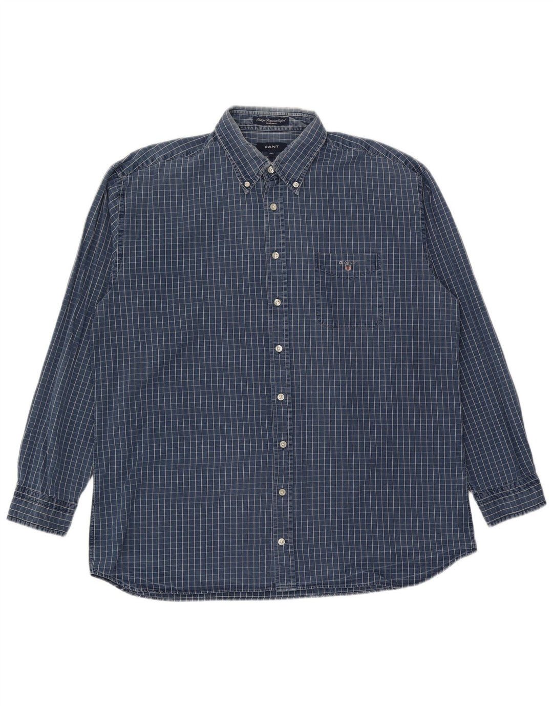 Gant Camisa Regular Fit para Hombre 2XL Algodón A Cuadros Azul