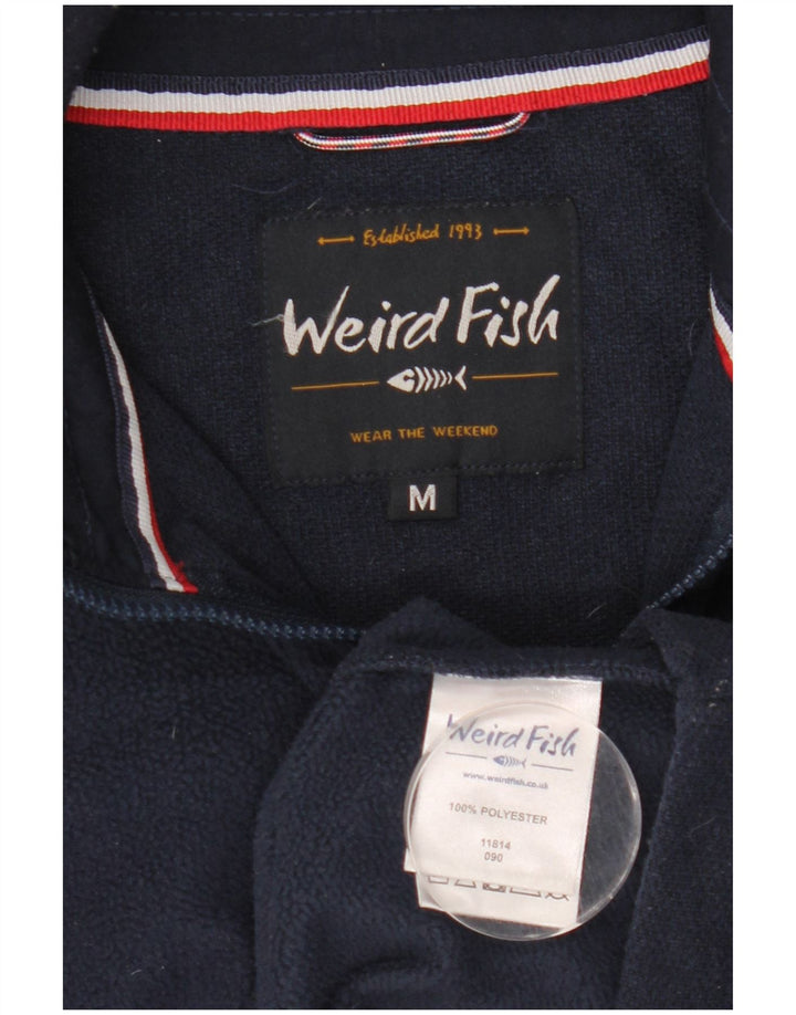 Weird Fish Jersey de forro polar con cuello y cremallera para hombre Poliéster azul marino mediano
