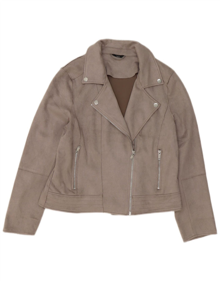 M&Co Chaqueta motera para mujer UK 44 Grande Poliéster gris