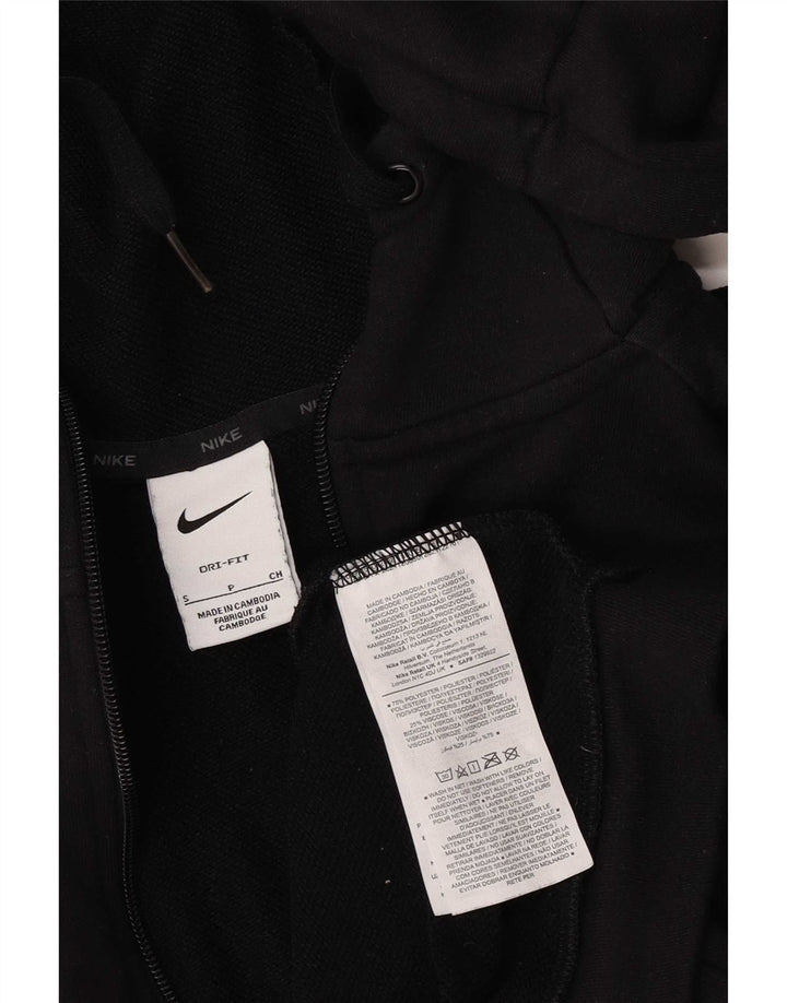 Nike Dri Fit Sudadera con capucha y cremallera para hombre, talla pequeña, poliéster negro