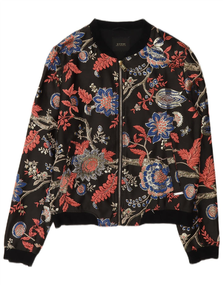 Guess Chaqueta Bomber para Mujer UK 6 XS Poliéster Floral Negro