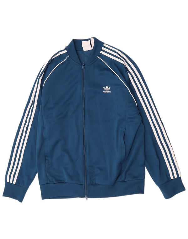 Adidas Hombre Retro Chándal Top Chaqueta XL Azul Poliéster Deportes
