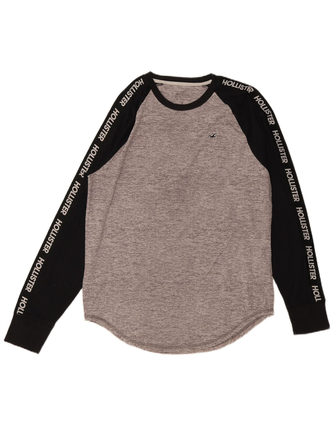 Hollister Hombre Camiseta Gráfica De Manga Larga De Algodón Color Block Gris Medio