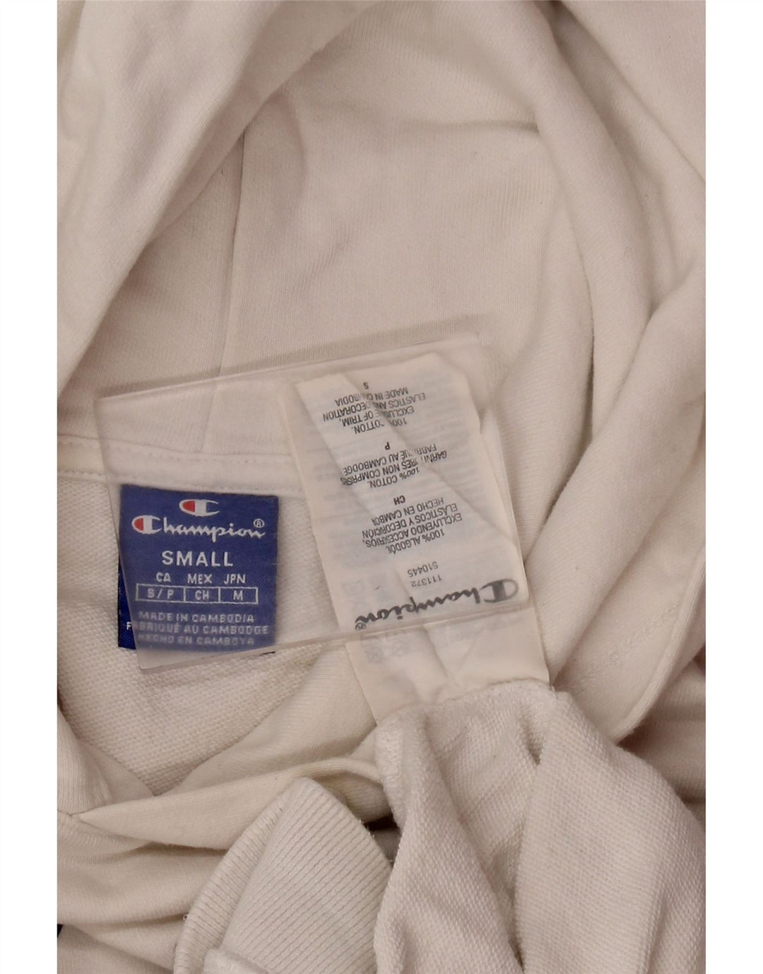 CHAMPION Jersey con capucha de manga corta con gráfico corto para mujer UK 10 Small White