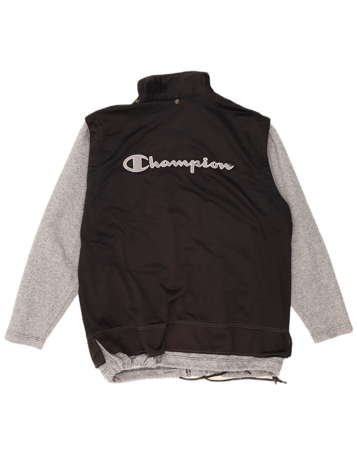 Champion Mens Graphic Chándal Top Chaqueta Grande Poliéster Negro