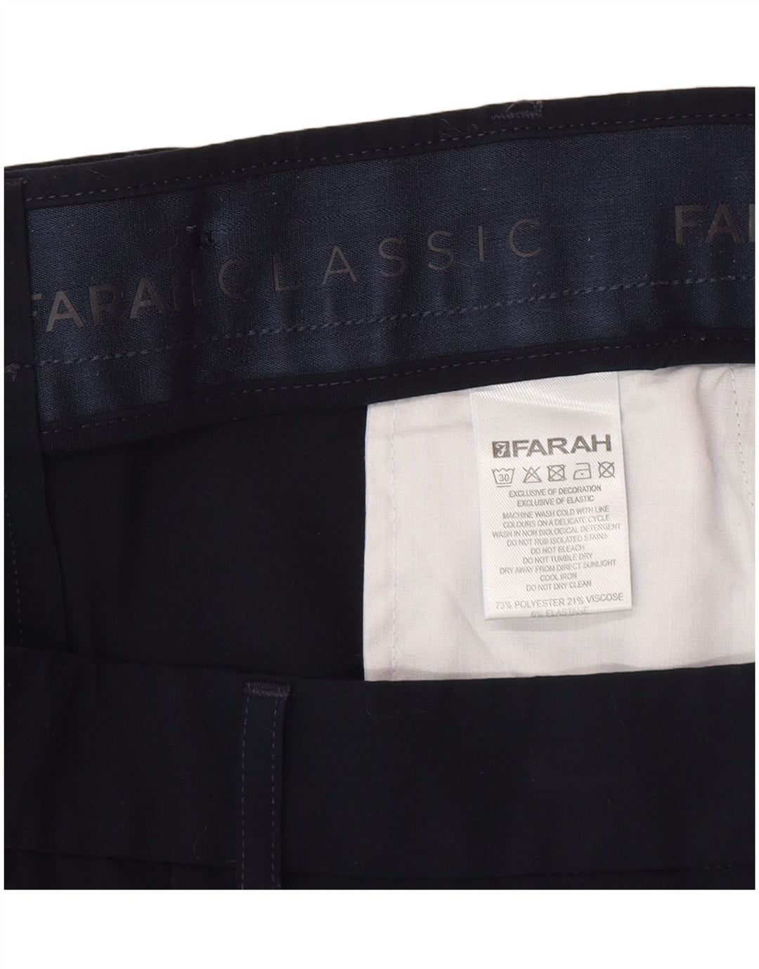 Farah Pantalones Casuales Rectos Para Hombre W34 L29 Poliéster Azul Marino