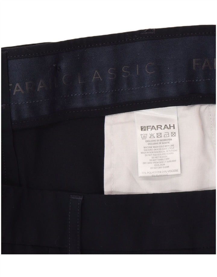 Farah Pantalones Casuales Rectos Para Hombre W34 L29 Poliéster Azul Marino