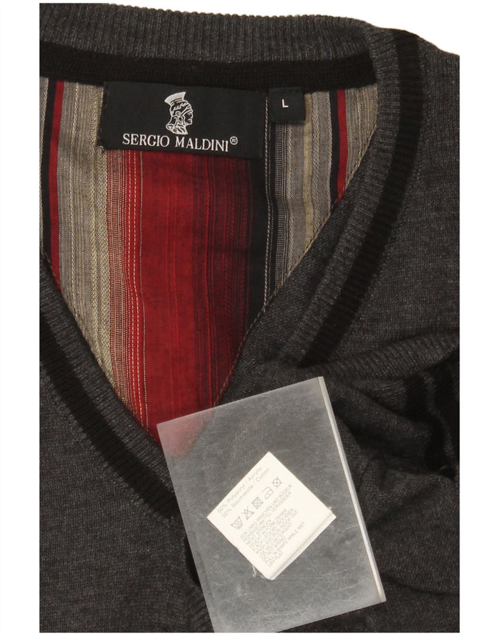 VINTAGE Chaleco para hombre Camiseta sin mangas Grande Gris Poliacrílico