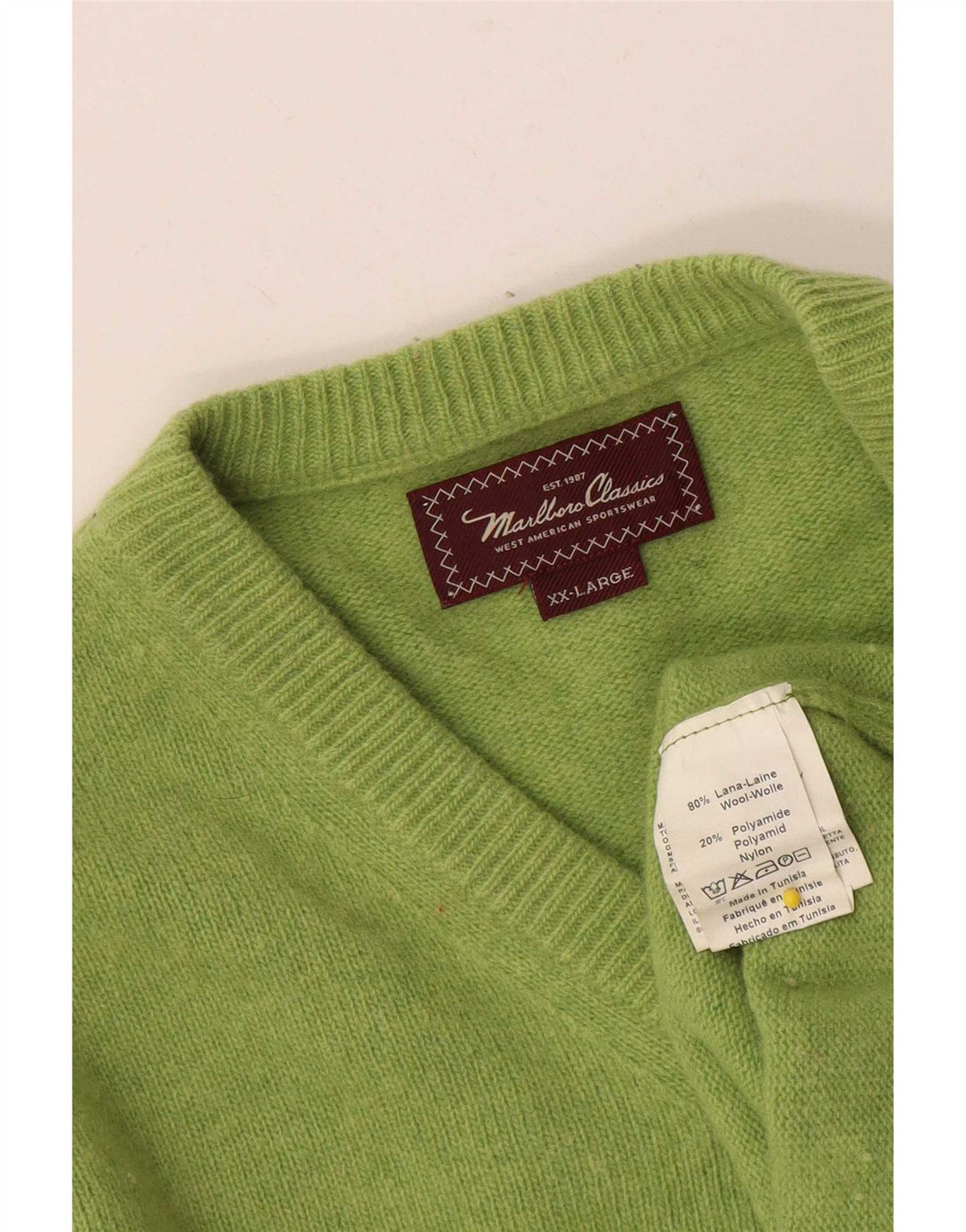 Marlboro Classics - Jersey con cuello en V para hombre, talla 2XL, lana verde