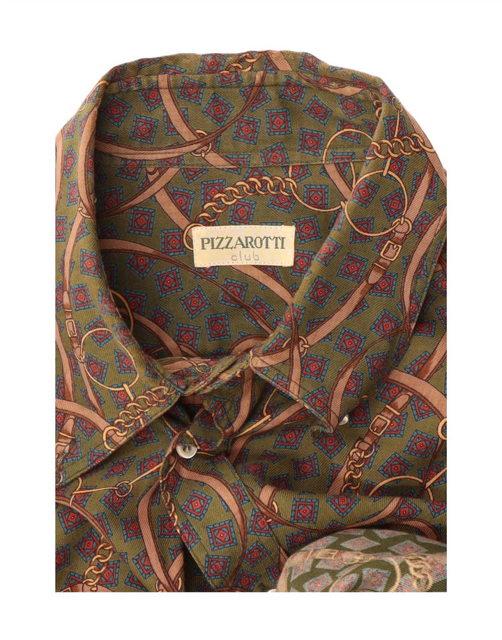 Pizzarotti Camisa Estampada Abstracta Hombre XL Verde