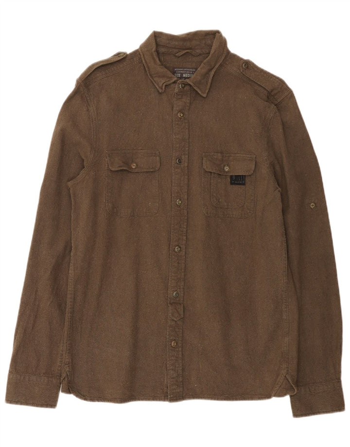 All Saints Camisa Militar Hombre Lino Caqui Medio