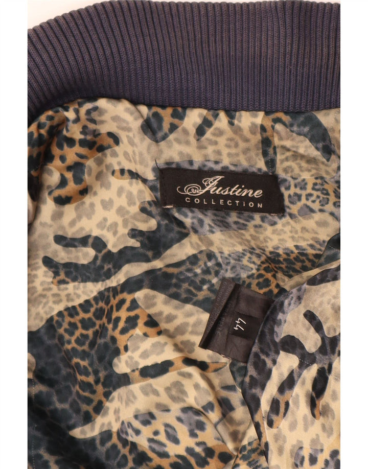 Vintage mujer crop chaqueta de cuero IT 44 cuero azul marino medio