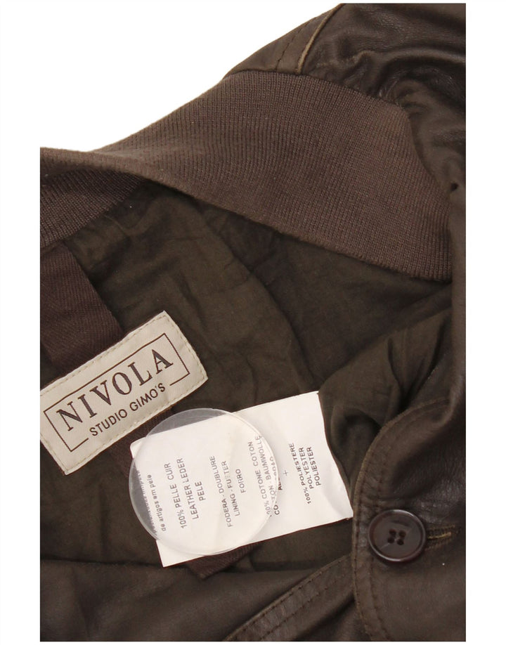 Gimo's Chaqueta Bomber de Cuero para Hombre UK 38 Cuero Marrón Medio