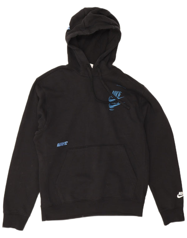 Nike Sudadera con capucha gráfica para hombre, talla pequeña, algodón negro