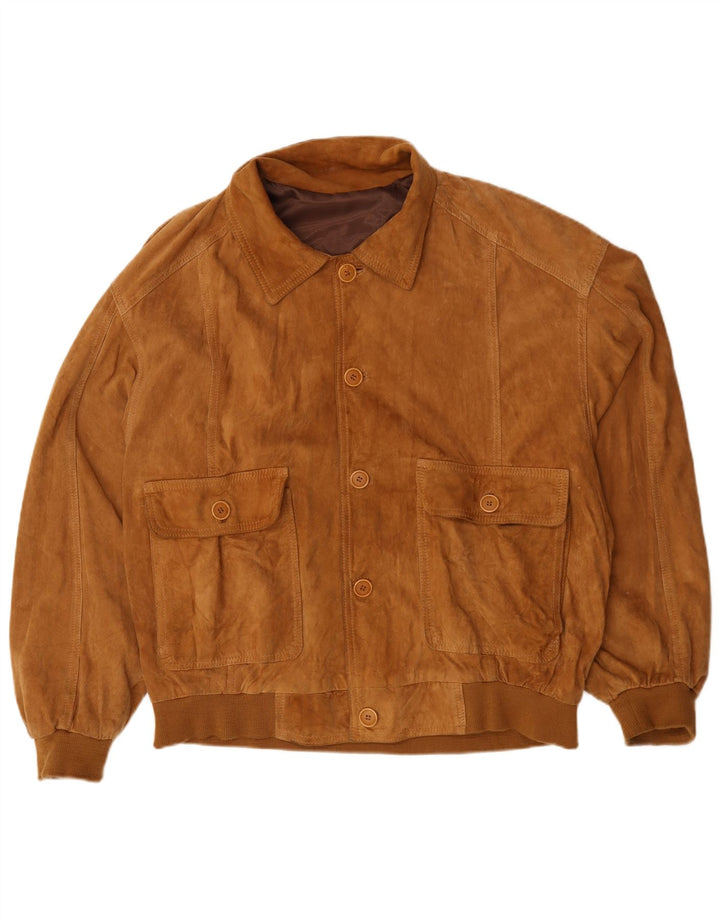 Vintage hombres ante bomber chaqueta Reino Unido 44 2XL marrón