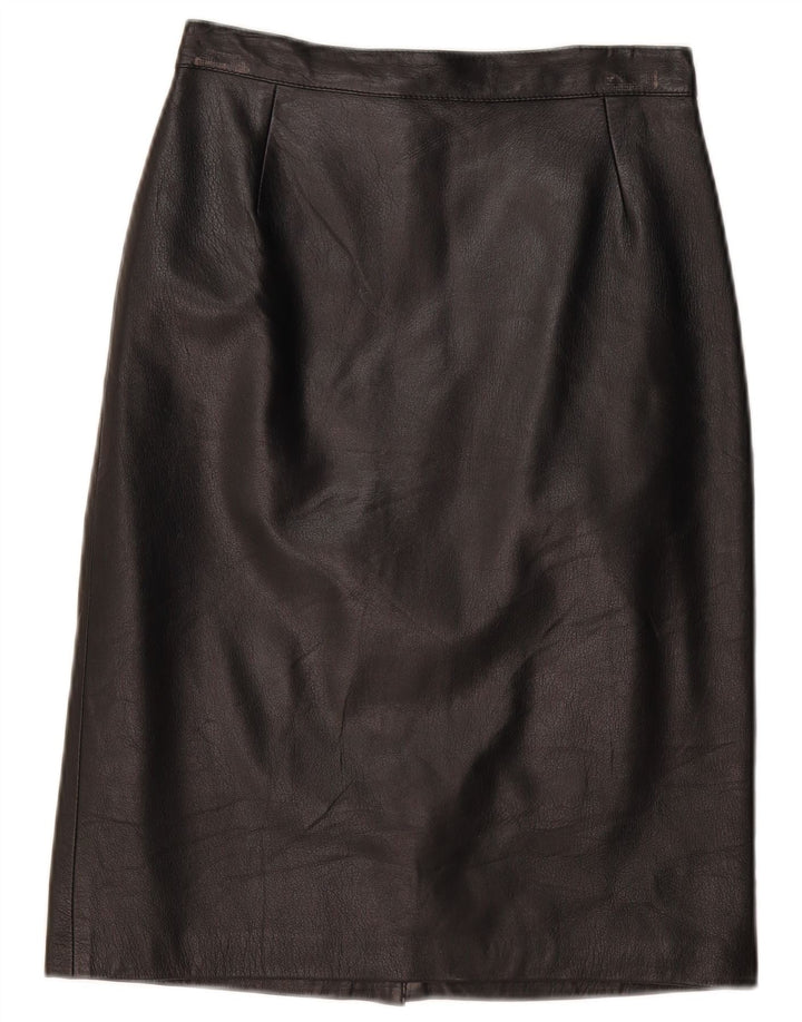 VINTAGE Falda de cuero para mujer IT 44 Mediano W28 Cuero negro