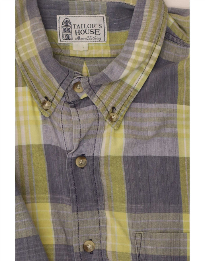 Camisa vintage para hombre con cuadros azules grandes