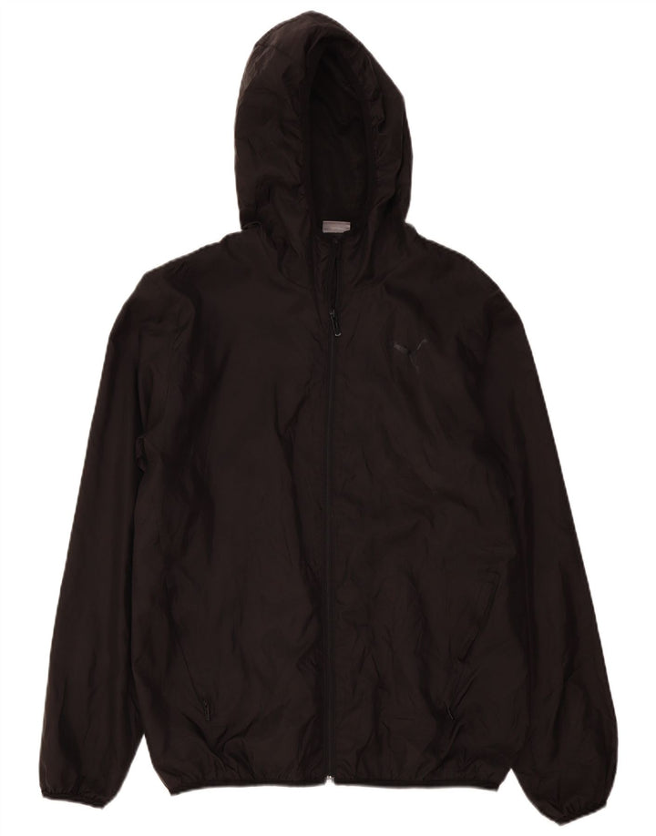 Puma Chaqueta impermeable con capucha para hombre UK 38 Mediano Negro Poliéster