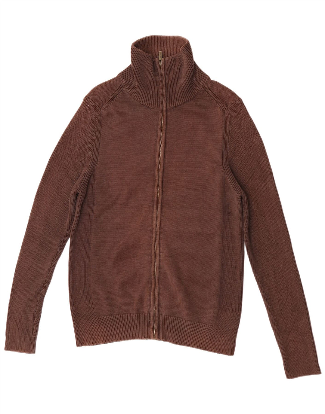 Zara Hombre Cárdigan Suéter Grande Algodón Marrón