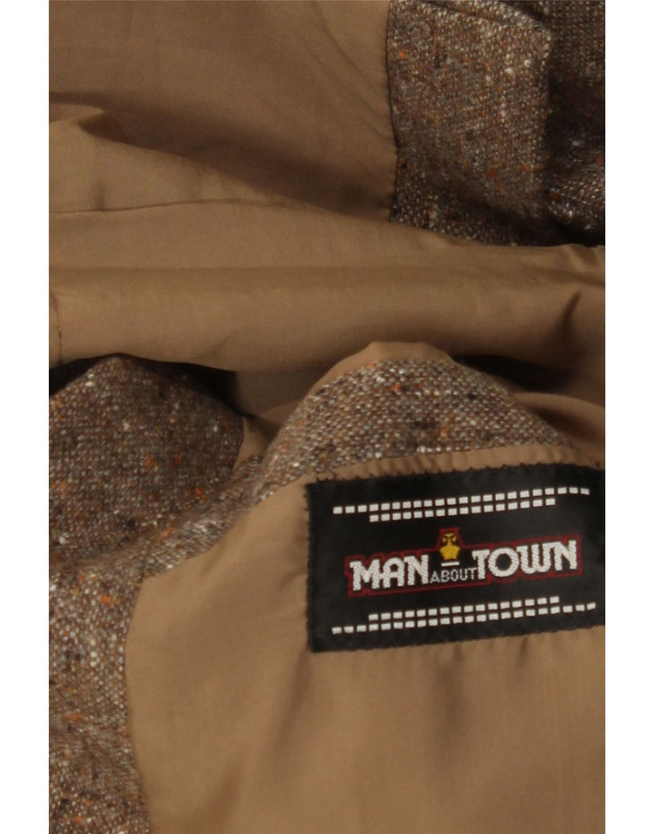 Vintage hombres 2 botones Blazer chaqueta Reino Unido 38 medio beige moteado