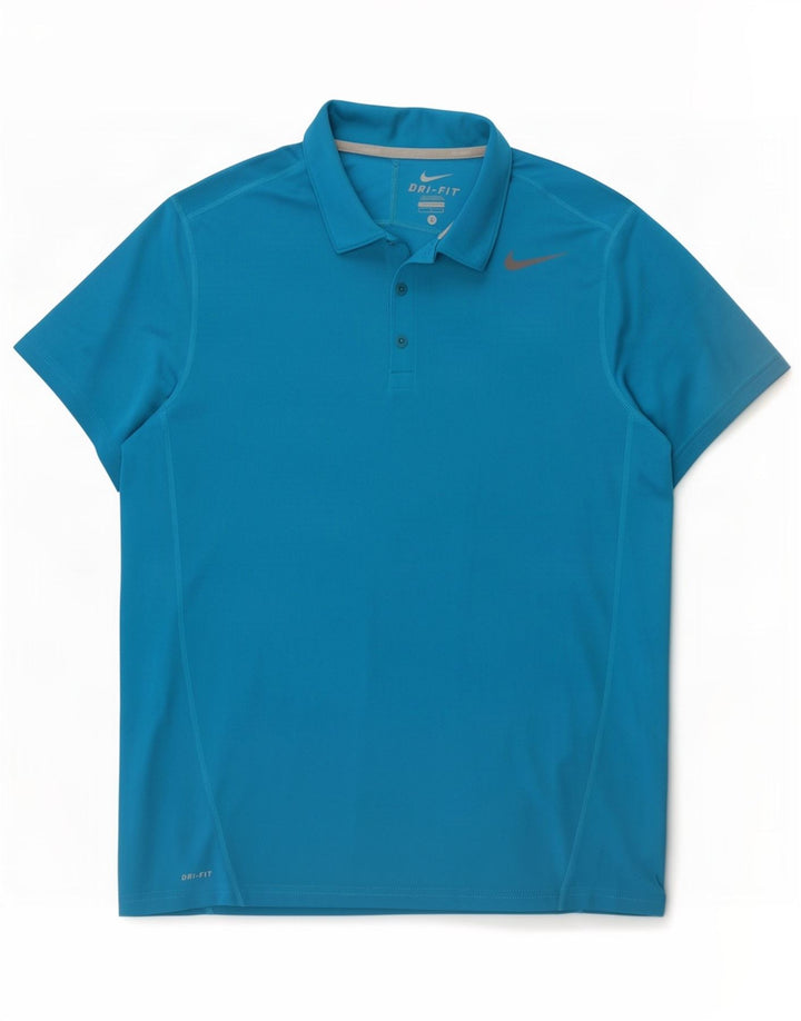 Nike Polo Dri Fit para hombre, poliéster azul grande