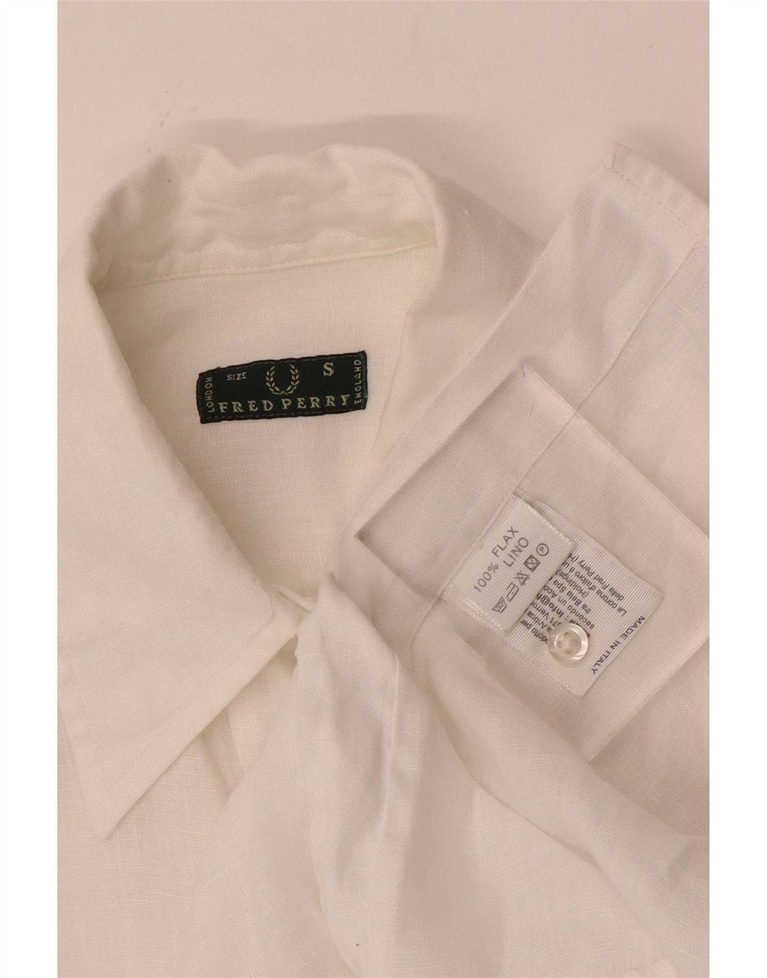 Fred Perry Camisa de manga 3/4 para mujer UK 10 Small White Linen