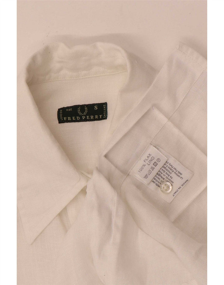 Fred Perry Camisa de manga 3/4 para mujer UK 10 Small White Linen