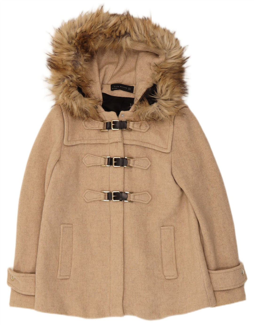 Zara Mujer Trenca Extragrande Con Capucha UK 6 XS Beige