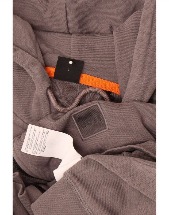 Hugo Boss - Sudadera con capucha y cremallera para hombre, tamaño grande, algodón gris
