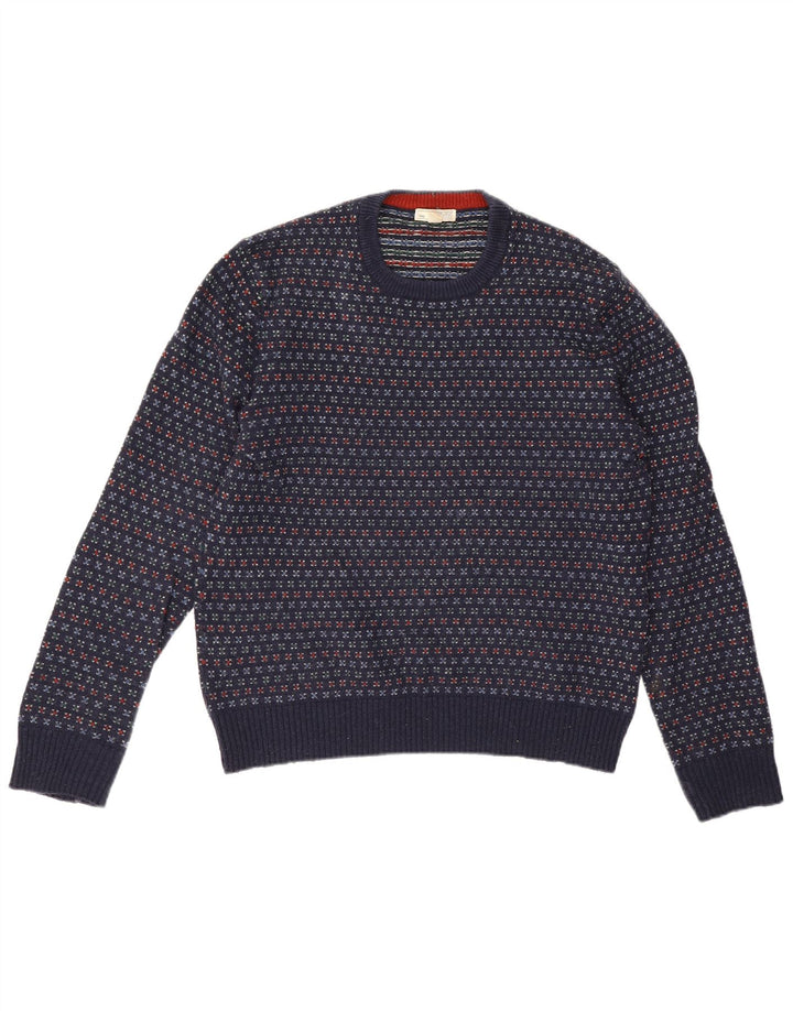 Gap Jersey De Cuello Redondo Para Hombre De Lana Moteada Azul Marino Medio