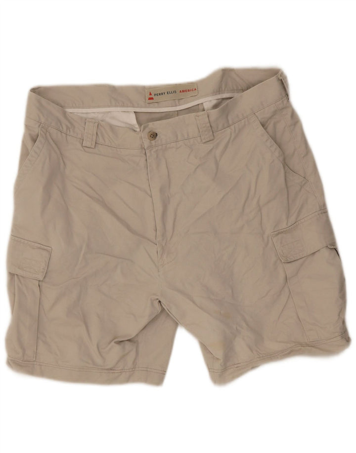 Perry Ellis Pantalones cortos cargo para hombre W38 XL Algodón beige