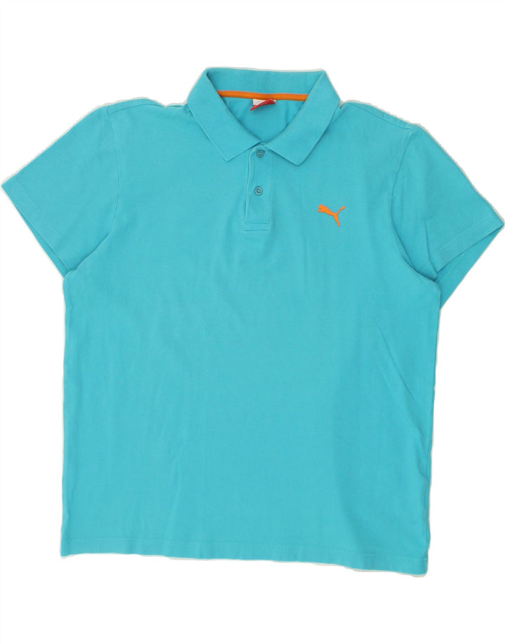 PUMA Mens Polo Shirt Large Blue Cotton | Vintage Puma | Thrift | Second-Hand Puma | Used Clothing | Messina Hembry 