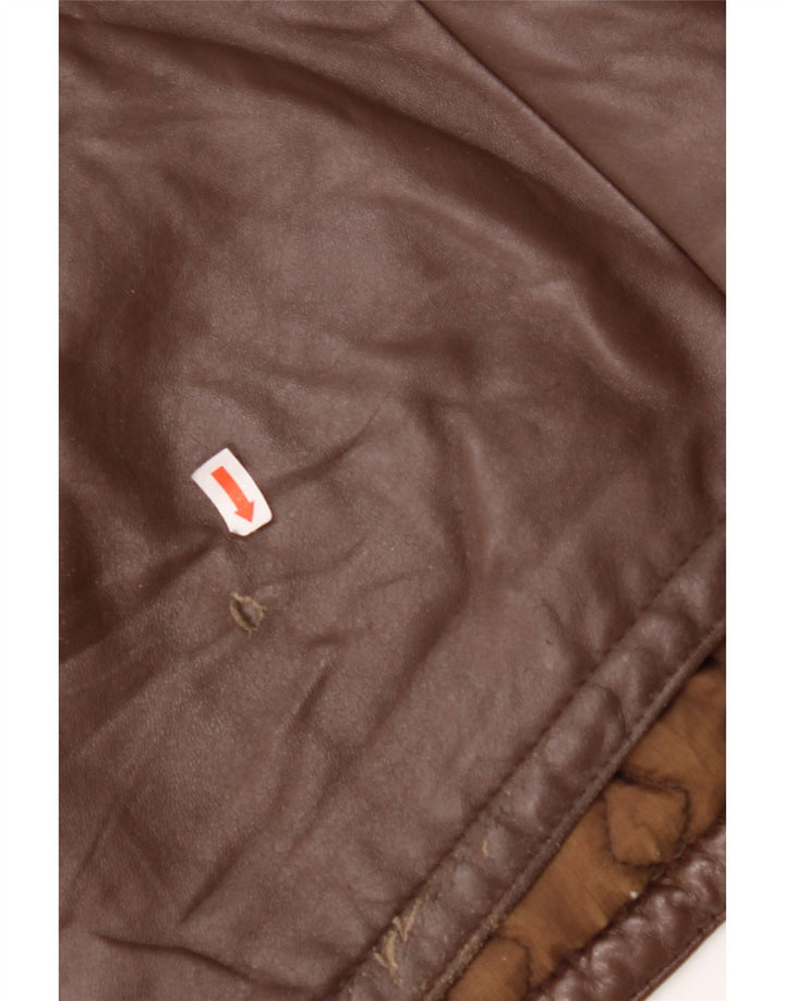 VINTAGE Chaqueta de cuero para hombre IT 56 3XL Marrón