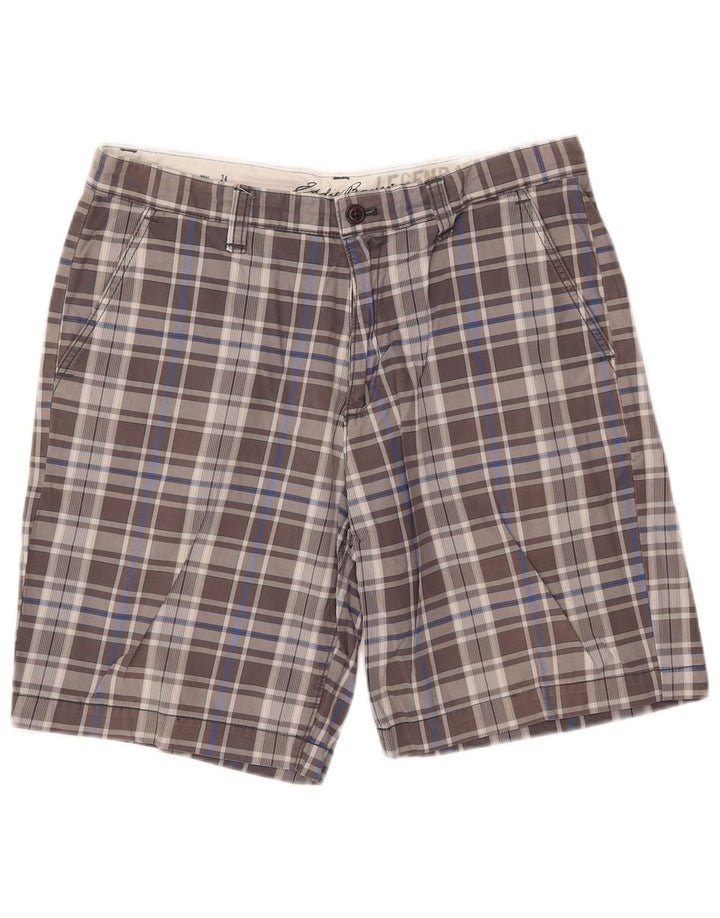 EDDIE BAUER Pantalones cortos chinos para hombre W34 Large Grey Check