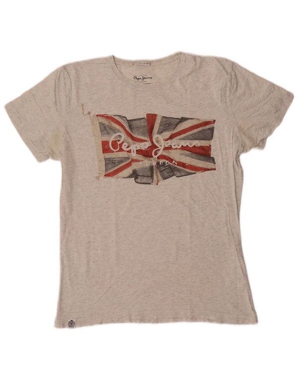 PEPE Jeans Camiseta gráfica de ajuste regular para hombre Top de algodón gris medio