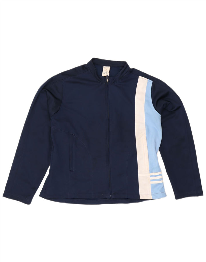 ADIDAS Chaqueta superior de chándal para mujer Reino Unido 46 Grande Azul marino Colorblock