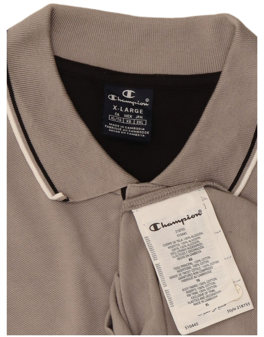 CHAMPION Polo Hombre XL Algodón Gris