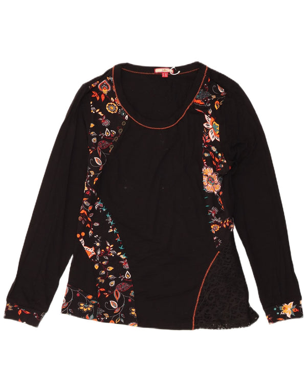 Joe Browns Top para mujer de manga larga UK 44 Viscosa floral negra mediana