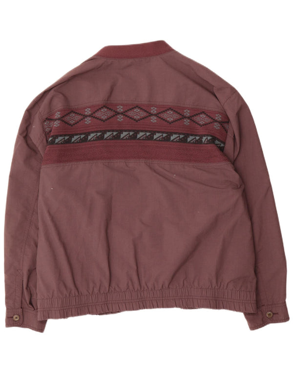Vintage hombres doble pecho bomber chaqueta IT 54 2XL púrpura geométrico