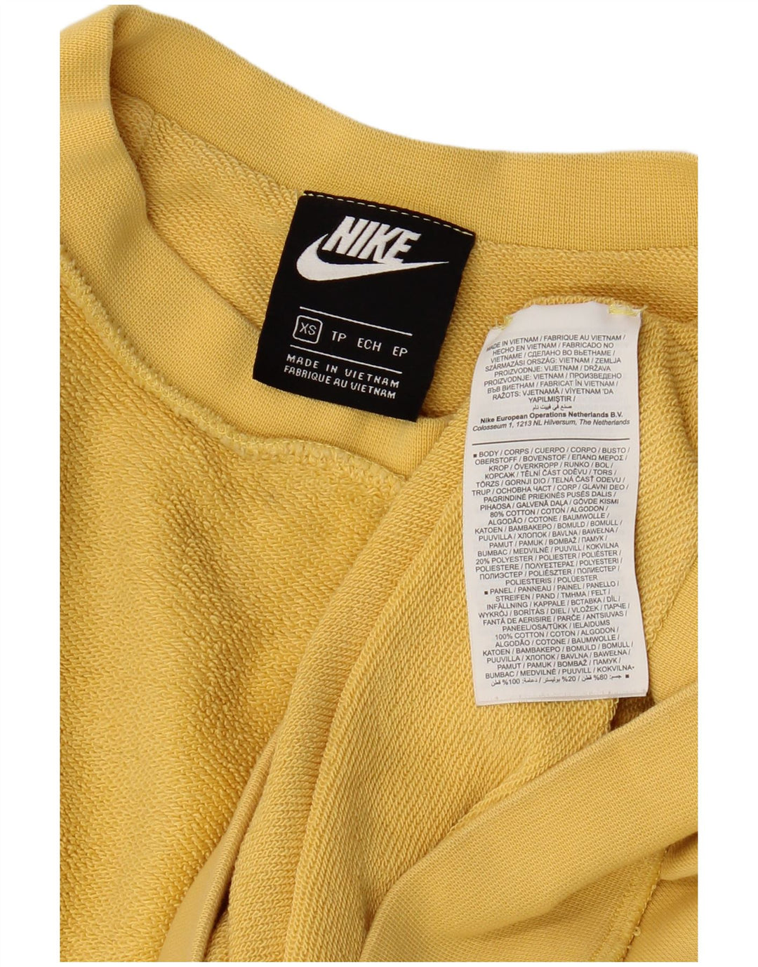 NIKE Hombre Loose Fit Sudadera Jumper XS Algodón Amarillo