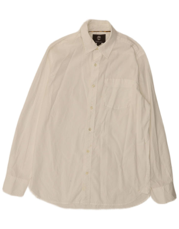 Timberland Camisa Earthkeepers Regular Fit para hombre, talla pequeña, algodón blanco